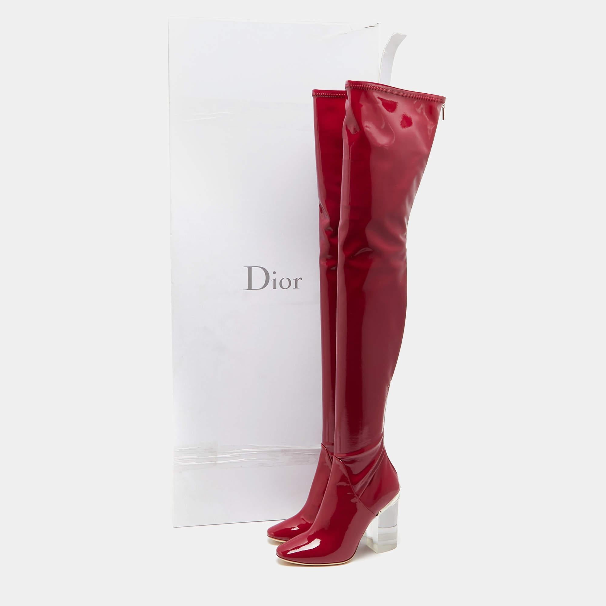 Dior Purple Patent Over-The-Knee Boots Size 37 For Sale 5