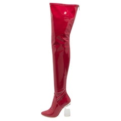 Dior Lila Overknee-Stiefel aus Lackleder Größe 37