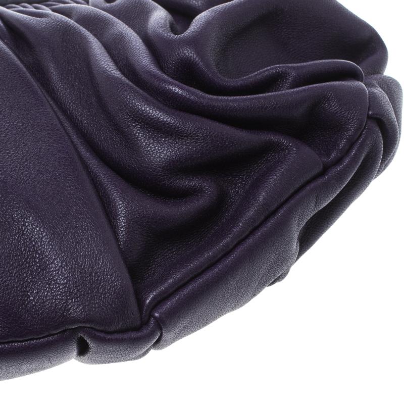 Dior Purple Pleated Leather Frame Clutch 5