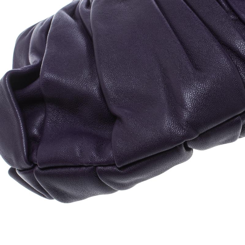 Dior Purple Pleated Leather Frame Clutch 1