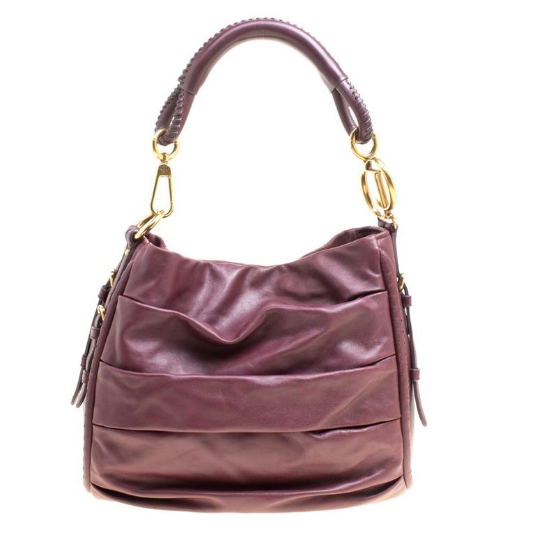 Dior Purple Pleated Leather Libertine Hobo For Sale at 1stDibs