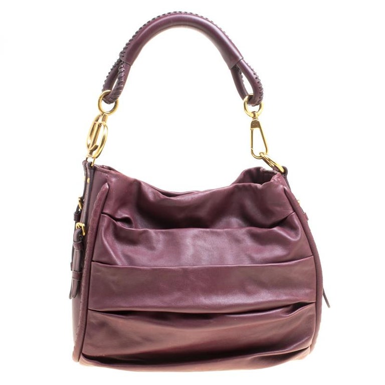 Dior Purple Pleated Leather Libertine Hobo For Sale at 1stDibs