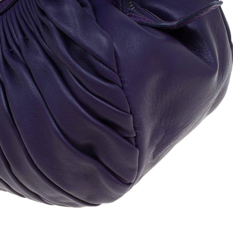 Dior Purple Pleated Leather Plisse Satchel For Sale 6