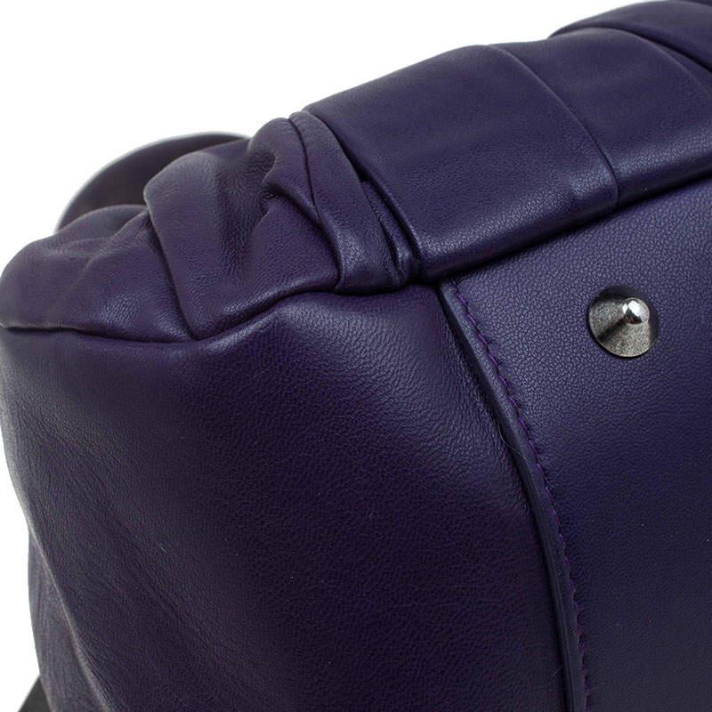 Dior Purple Pleated Leather Plisse Satchel For Sale 7