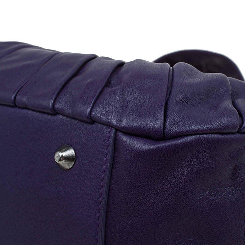 Dior Purple Pleated Leather Plisse Satchel For Sale 9