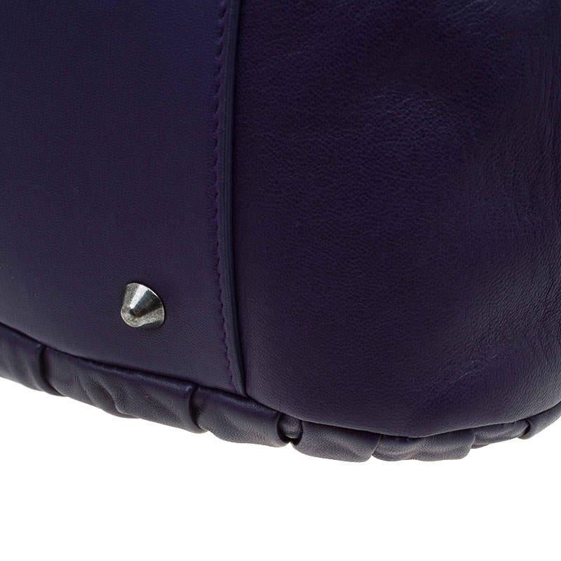 Dior Purple Pleated Leather Plisse Satchel For Sale 10