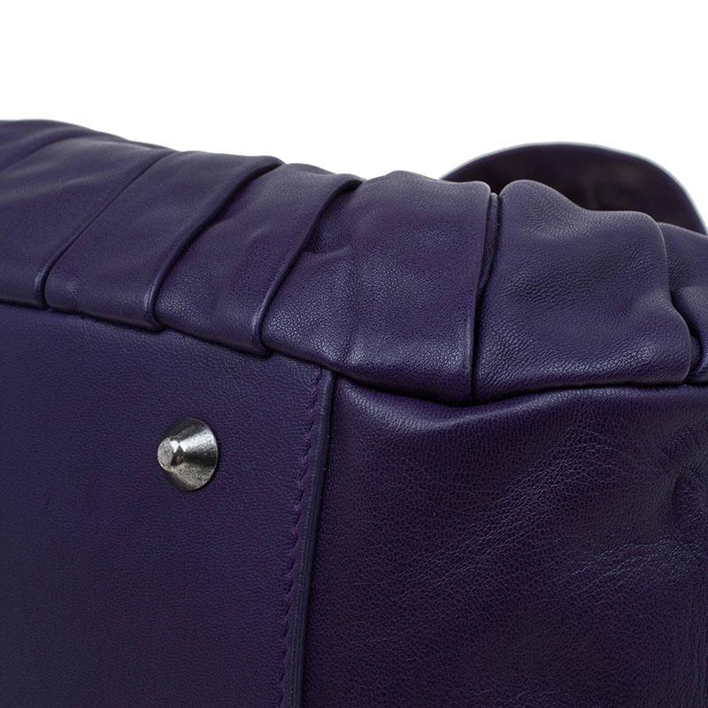Dior Purple Pleated Leather Plisse Satchel 9