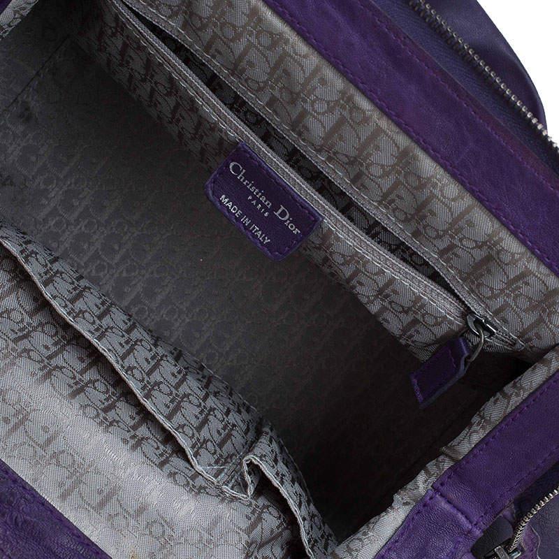 Dior Purple Pleated Leather Plisse Satchel For Sale 11