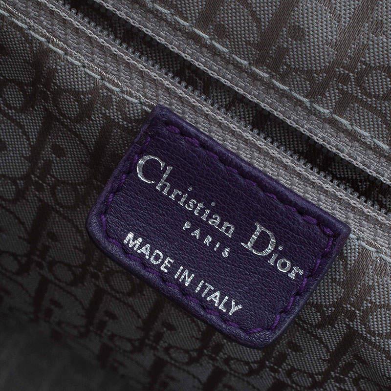 Dior Purple Pleated Leather Plisse Satchel For Sale 13