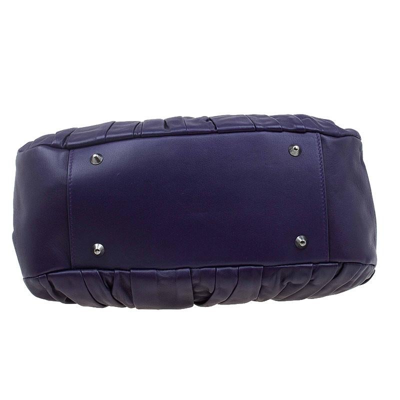 Dior Purple Pleated Leather Plisse Satchel In Good Condition In Dubai, Al Qouz 2