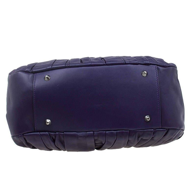 Dior Purple Pleated Leather Plisse Satchel For Sale 1