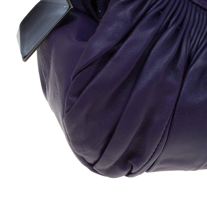 Dior Purple Pleated Leather Plisse Satchel For Sale 5
