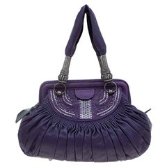 Dior Purple Pleated Leather Plisse Satchel