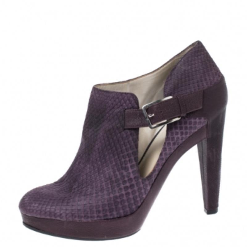 Dior Lila Python Leder und geprägtem Leder Plattform Stiefeletten Größe 40 im Angebot