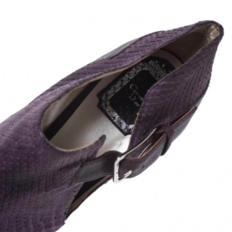 Dior Lila Python Leder und geprägtem Leder Plattform Stiefeletten Größe 40 Damen im Angebot