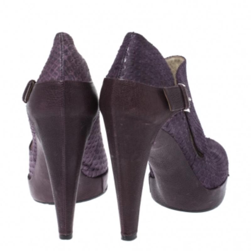 Dior Lila Python Leder und geprägtem Leder Plattform Stiefeletten Größe 40 im Angebot 1