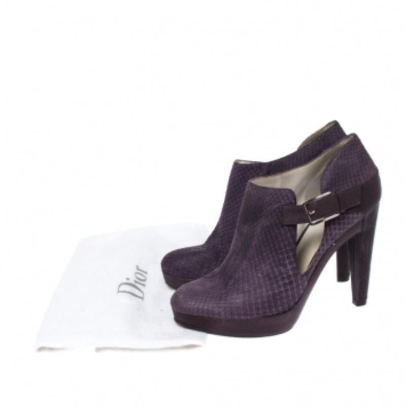 Dior Lila Python Leder und geprägtem Leder Plattform Stiefeletten Größe 40 im Angebot 3