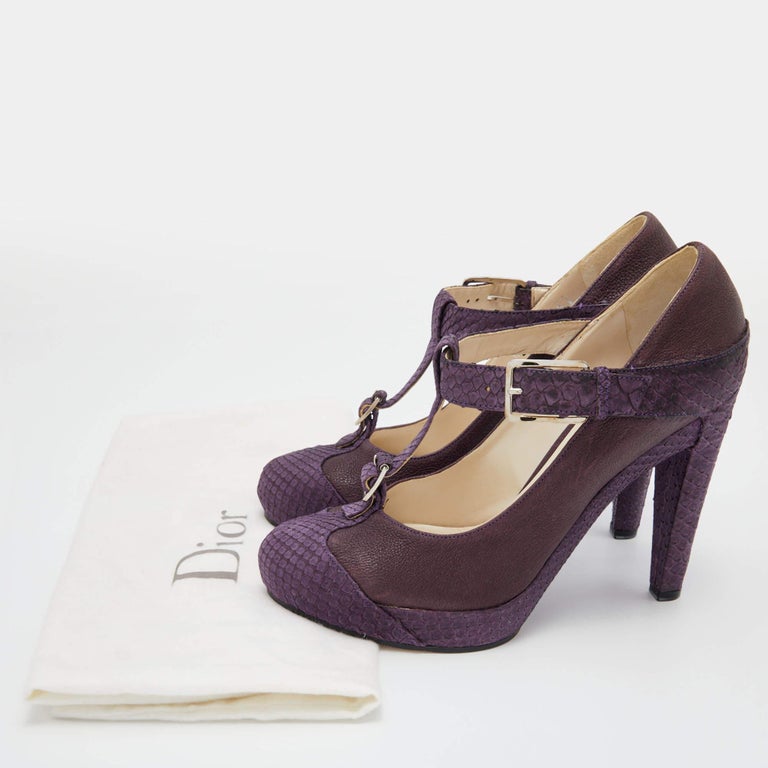 Purple Python Pumps Dior Purple Python Leather T-Strap Platform Pumps Size 38 For Sale at ...