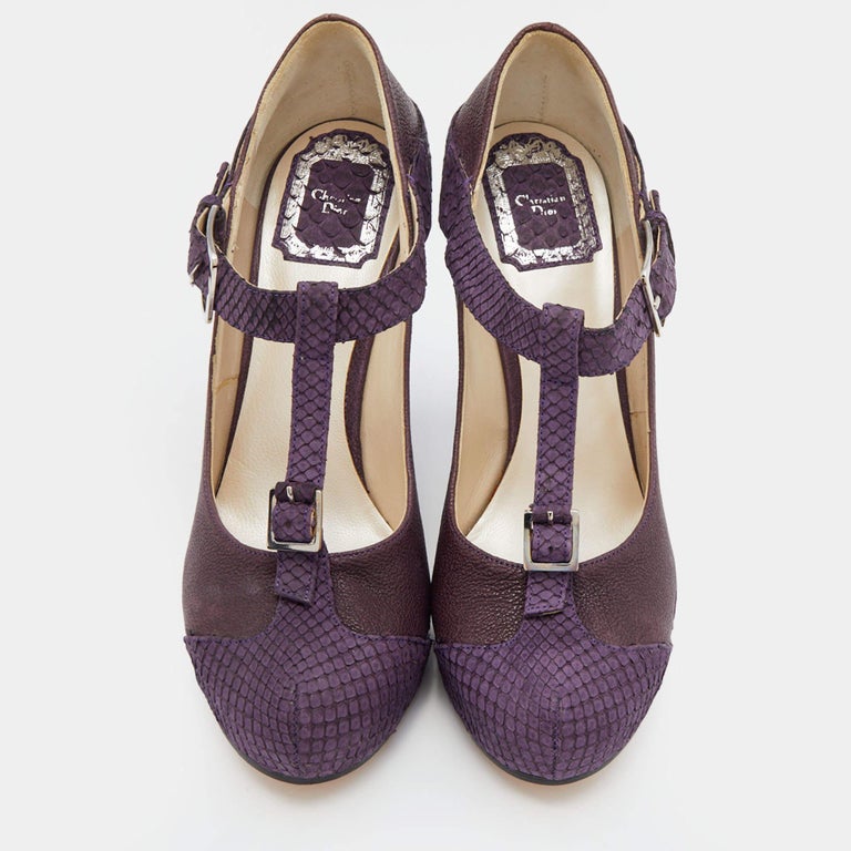Dior Purple Python Leather T-Strap Platform Pumps Size 38 For Sale at ...