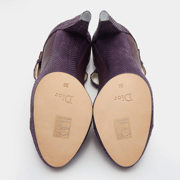 Purple Python Pumps Dior Purple Python Leather T-Strap Platform Pumps Size 38 For Sale at ...