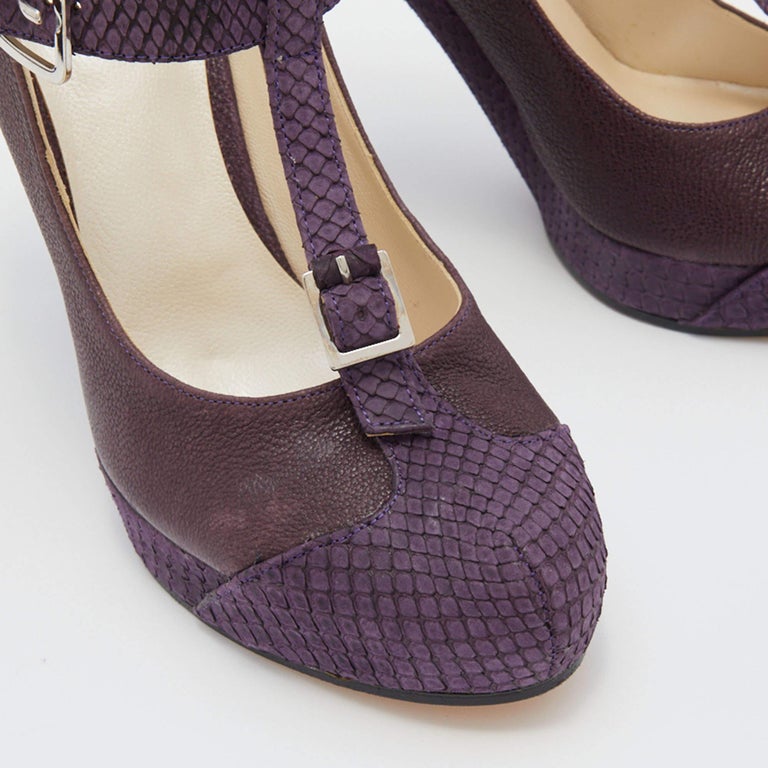 Purple Python Pumps Dior Purple Python Leather T-Strap Platform Pumps Size 38 For Sale at ...