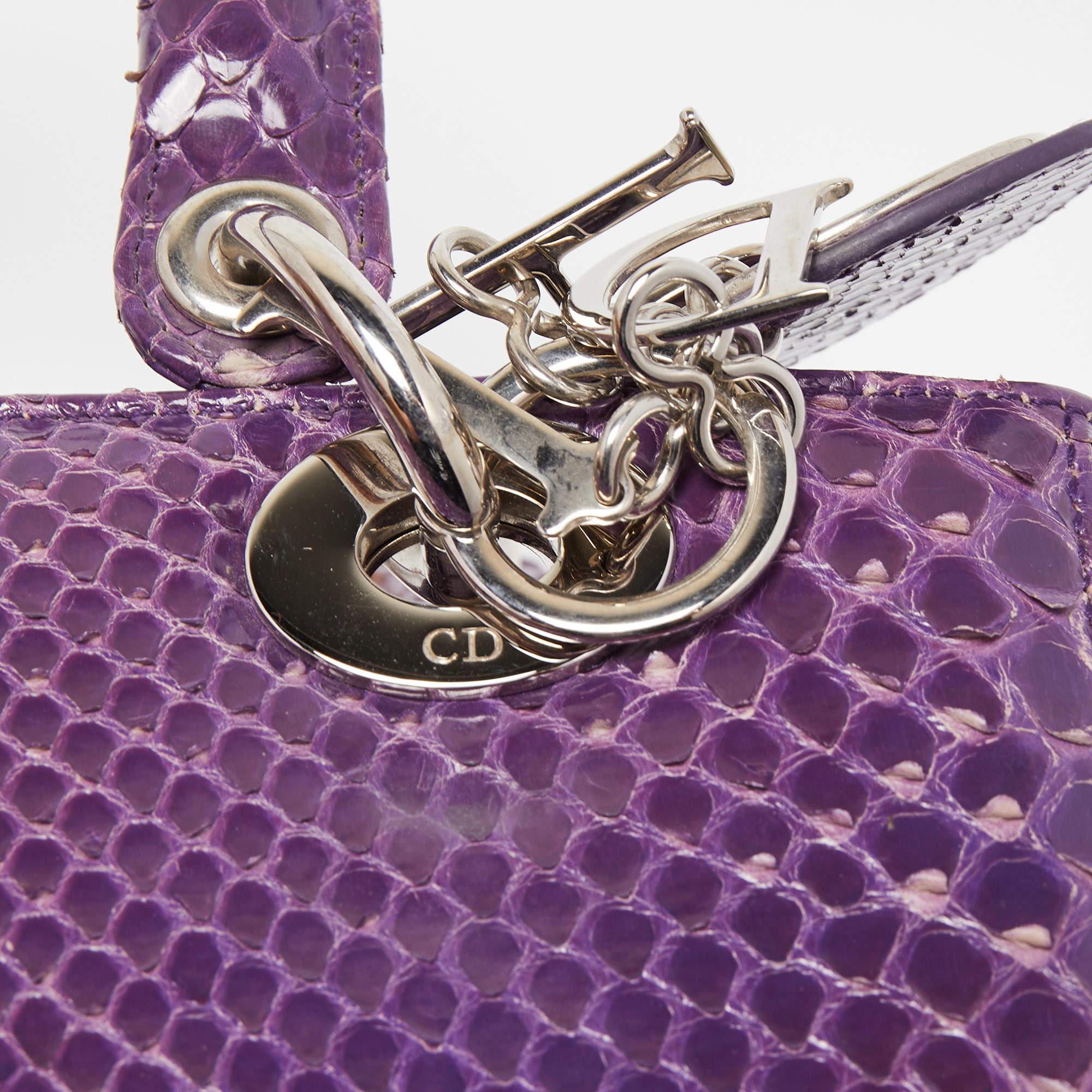 Dior Purple Python Medium Lady Dior Tote 6