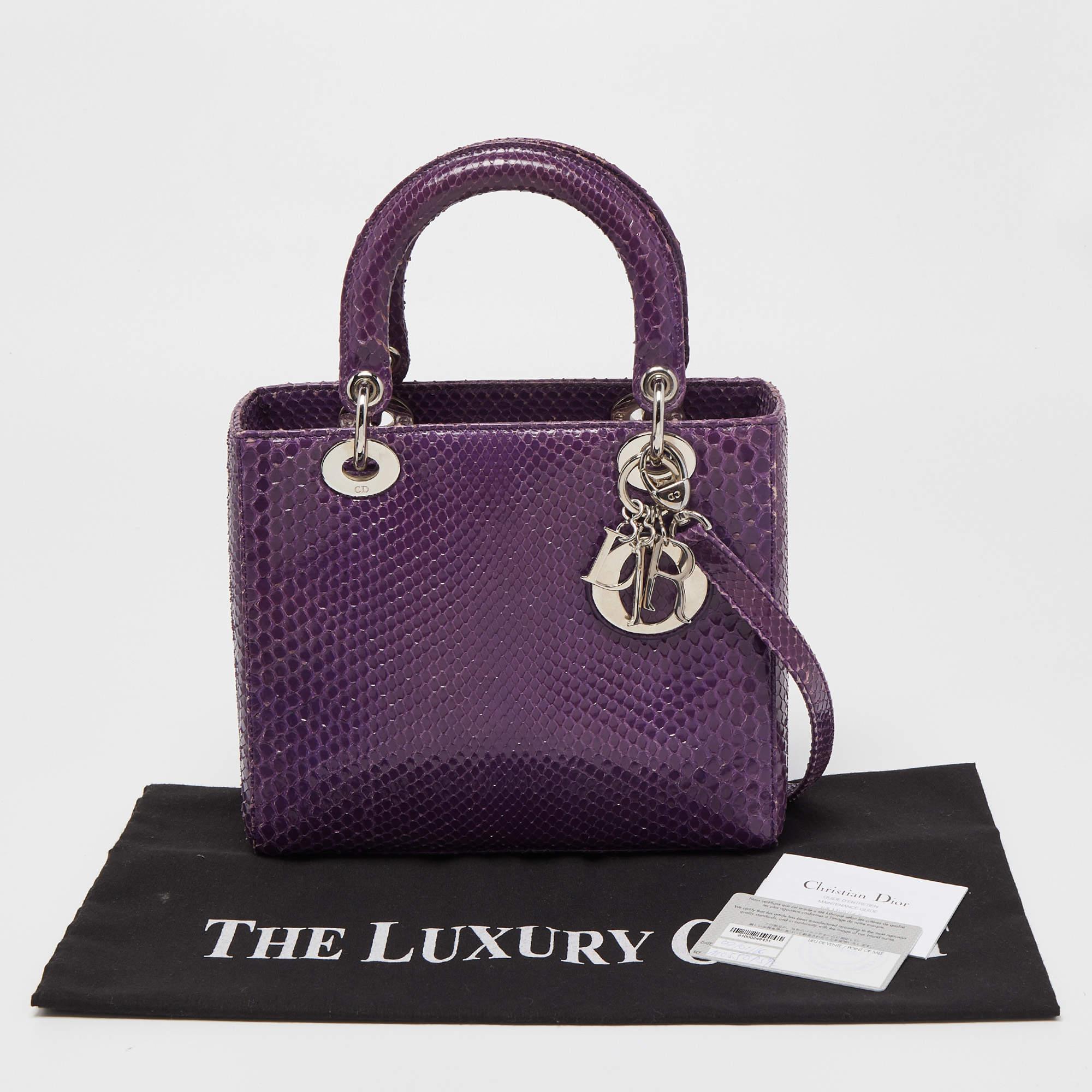 Dior Purple Python Medium Lady Dior Tote 7