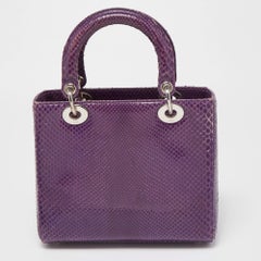 Dior Purple Python Medium Lady Dior Tote