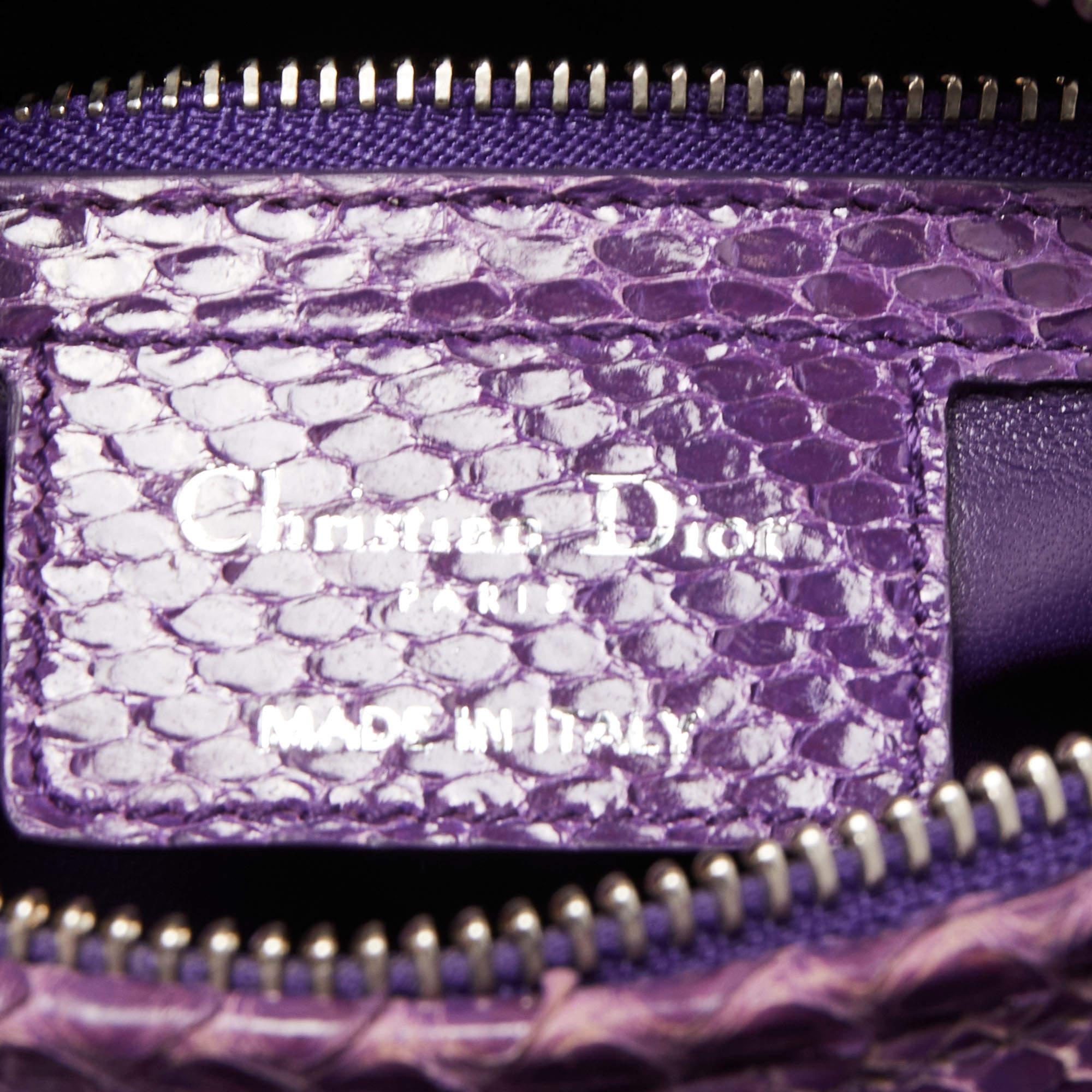 Dior Purple Python Medium Lady Dior Tote 4