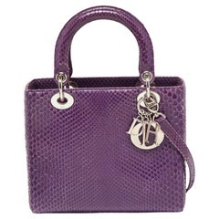 Sac cabas Lady Dior de taille moyenne en python violet