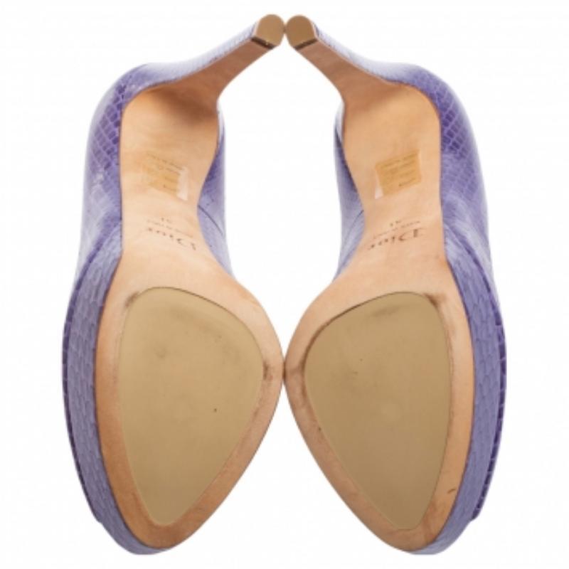 Bombas de plataforma Dior Purple Python Peep Toe Miss Dior Talla 41 Gris en venta