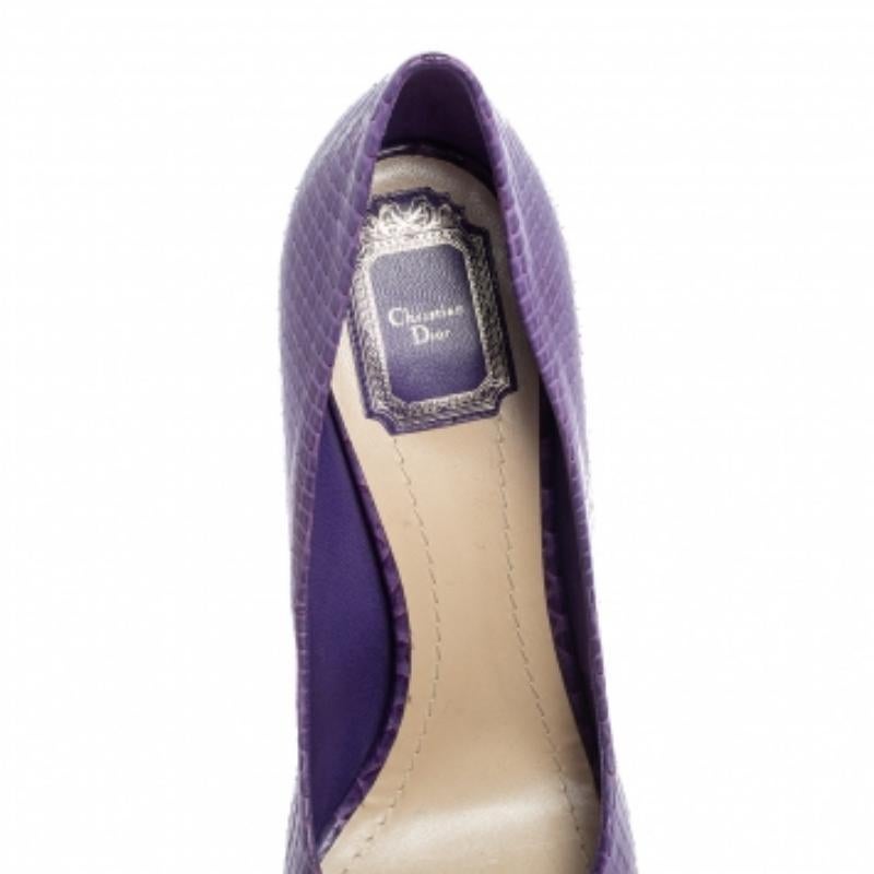 Bombas de plataforma Dior Purple Python Peep Toe Miss Dior Talla 41 en venta 2