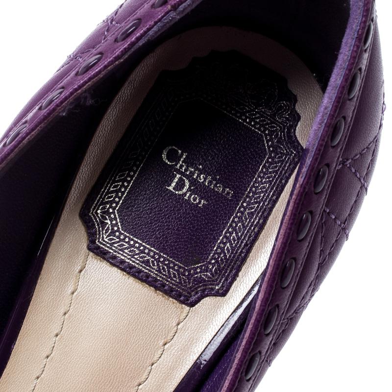 Dior Purple Quilted Cannage Leather Sweet Peep Toe Platform Pumps Size 37 In Good Condition In Dubai, Al Qouz 2