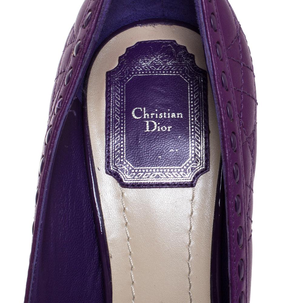 Dior Purple Quilted Cannage Leather Sweet Peep Toe Platform Pumps Size 37.5 2