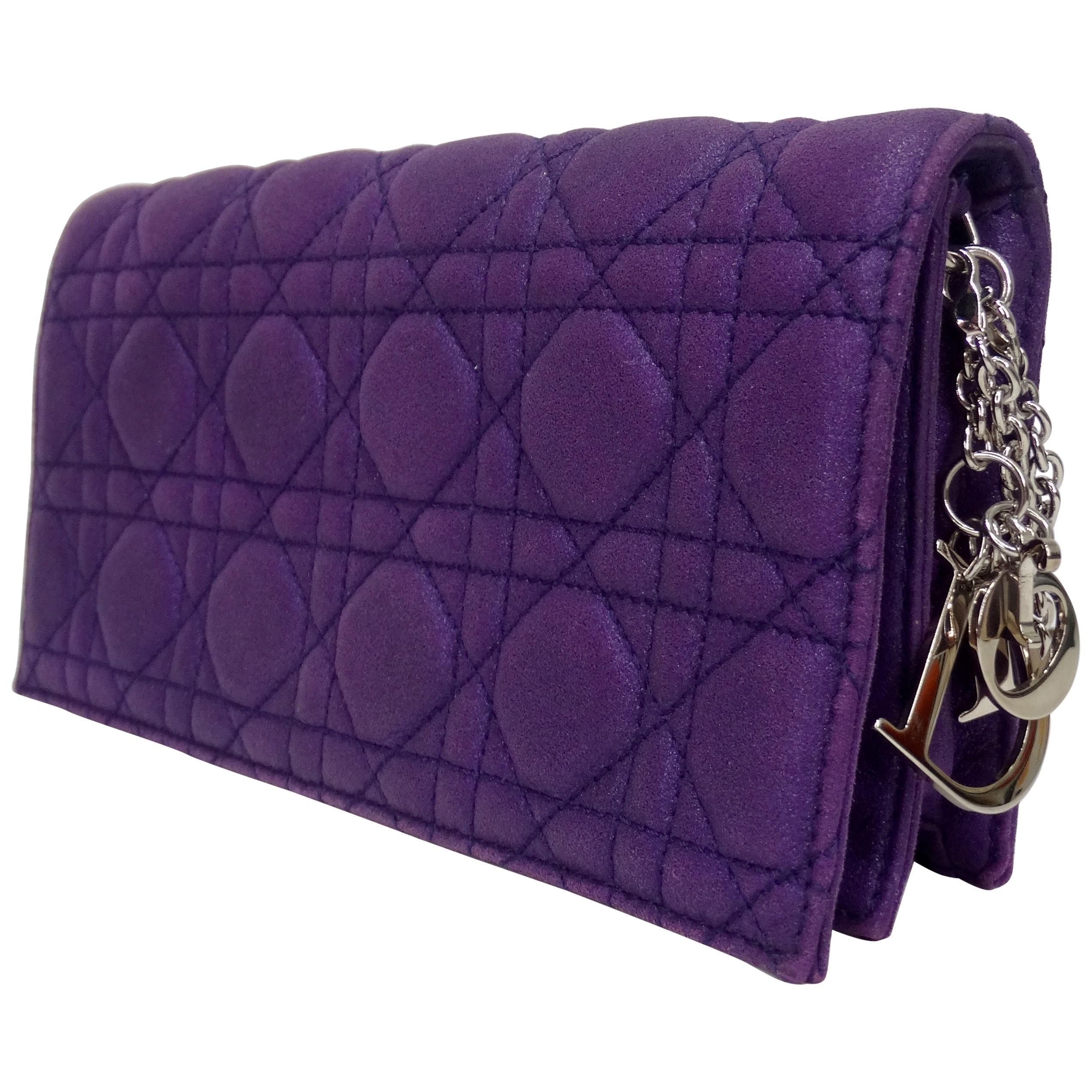 Dior Purple Quilted Clutch with Chain
