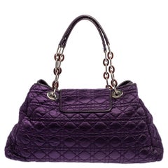 Dior Purple Satin Cannage Satin Charming Lock Tote