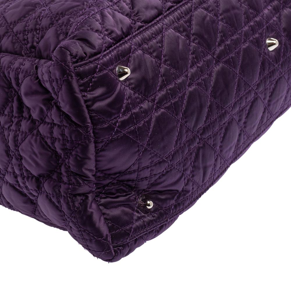 Women's Dior Purple Satin Cannage Satin Charming Lock Tote