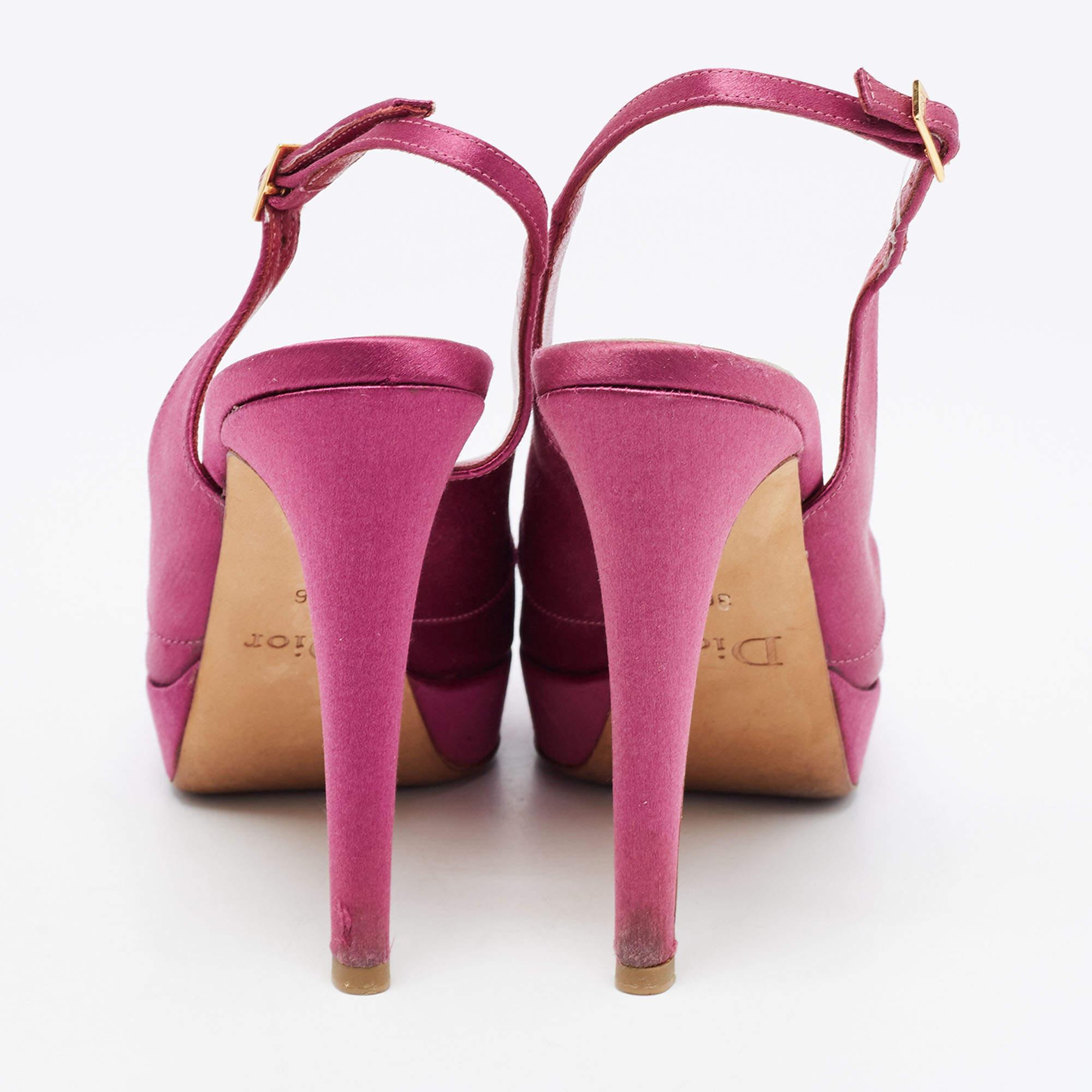 Dior Purple Satin Crystal Embellished Slingback Pumps Size 36 For Sale 1
