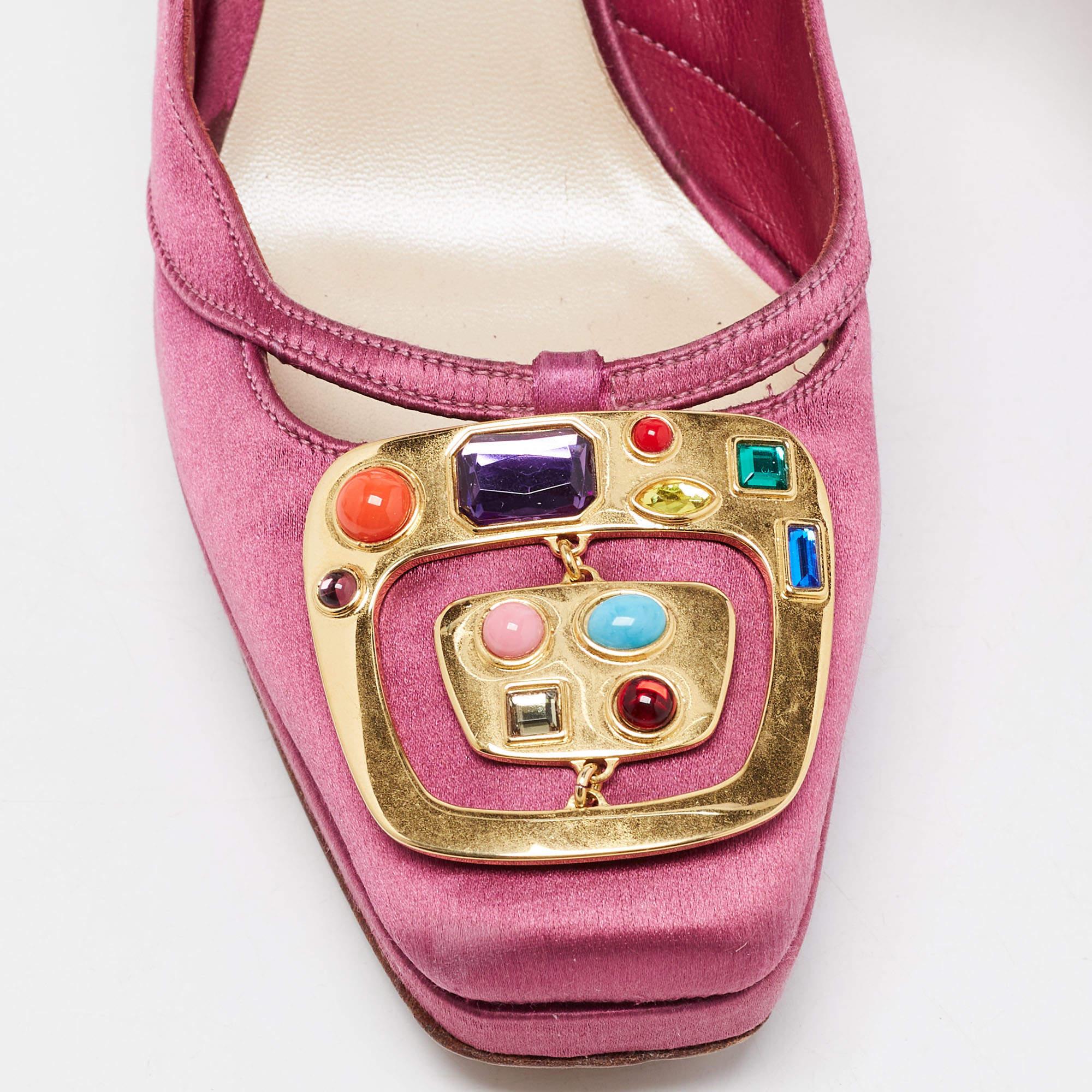 Dior Purple Satin Crystal Embellished Slingback Pumps Size 36 For Sale 3