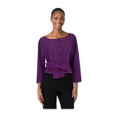 Dior Purple Single Breasted Jacket Bow Belt Size XXL