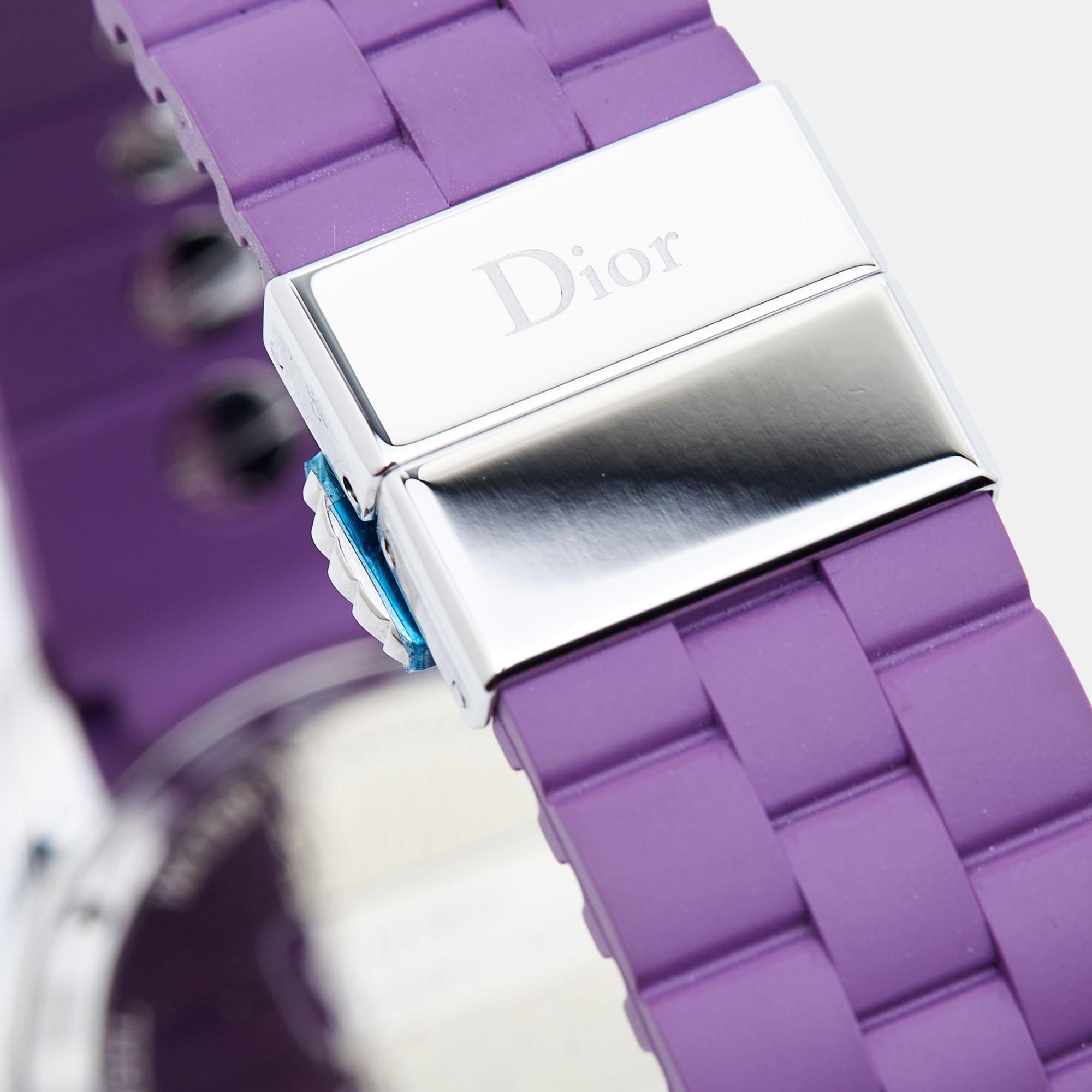 Dior Purple Stainless Steel Diamond Christal CD11431JR001 Women's Wristwatch 39  4