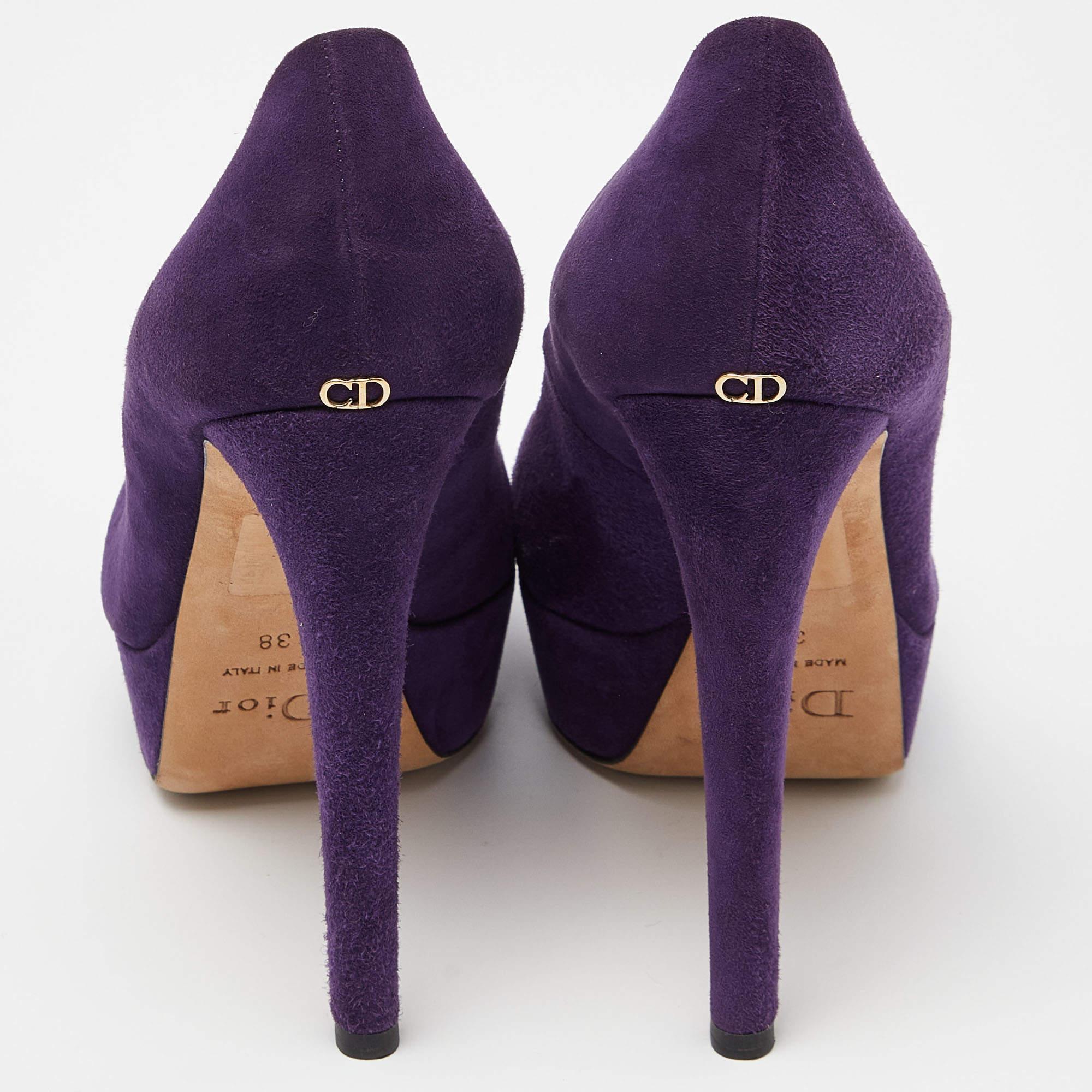 Escarpins à plateforme Miss Dior en daim violet, taille 38 Pour femmes en vente