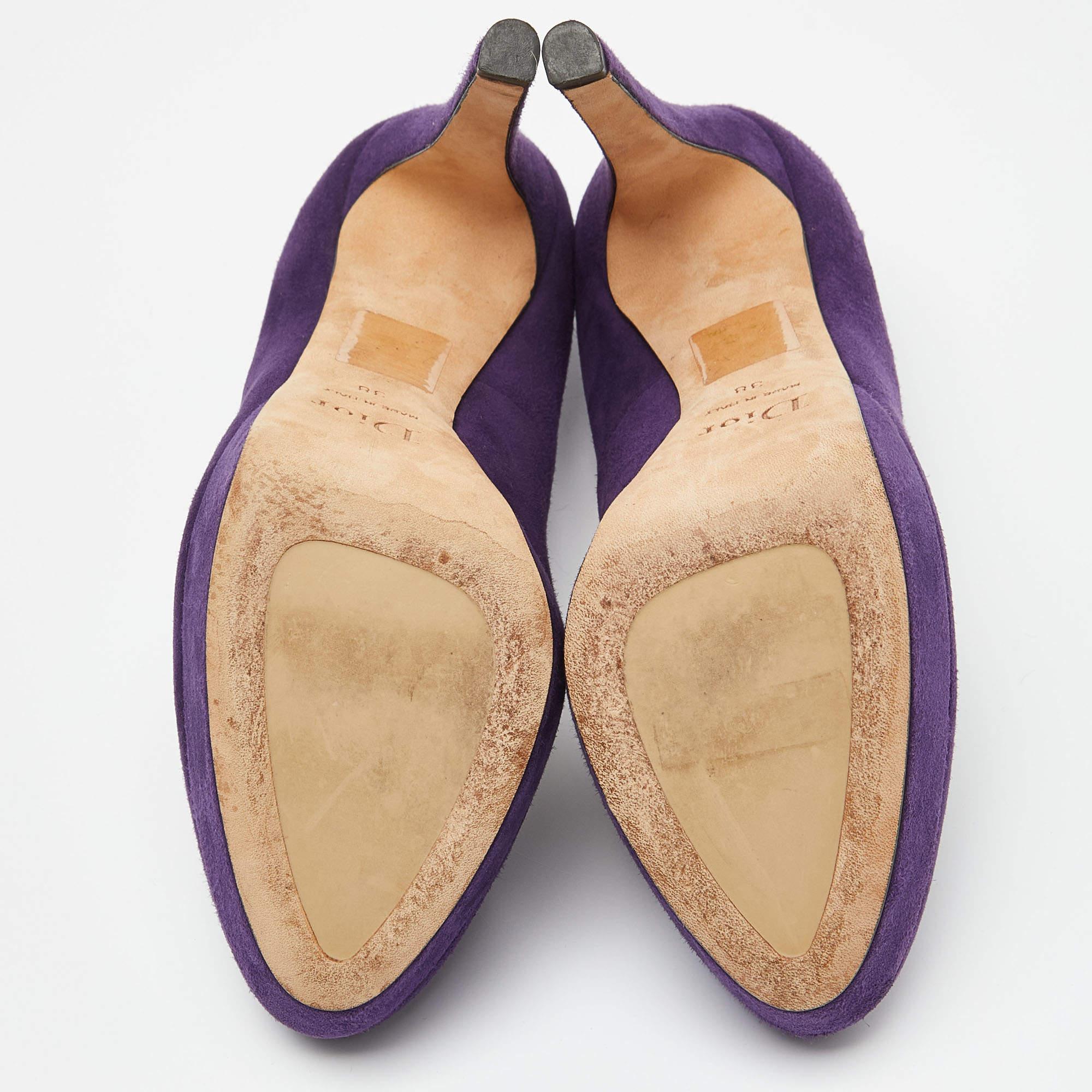 Escarpins à plateforme Miss Dior en daim violet, taille 38 en vente 1