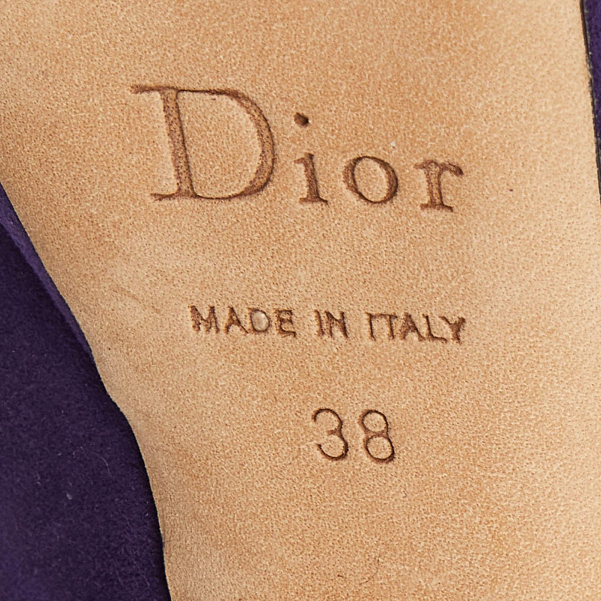 Escarpins à plateforme Miss Dior en daim violet, taille 38 en vente 3