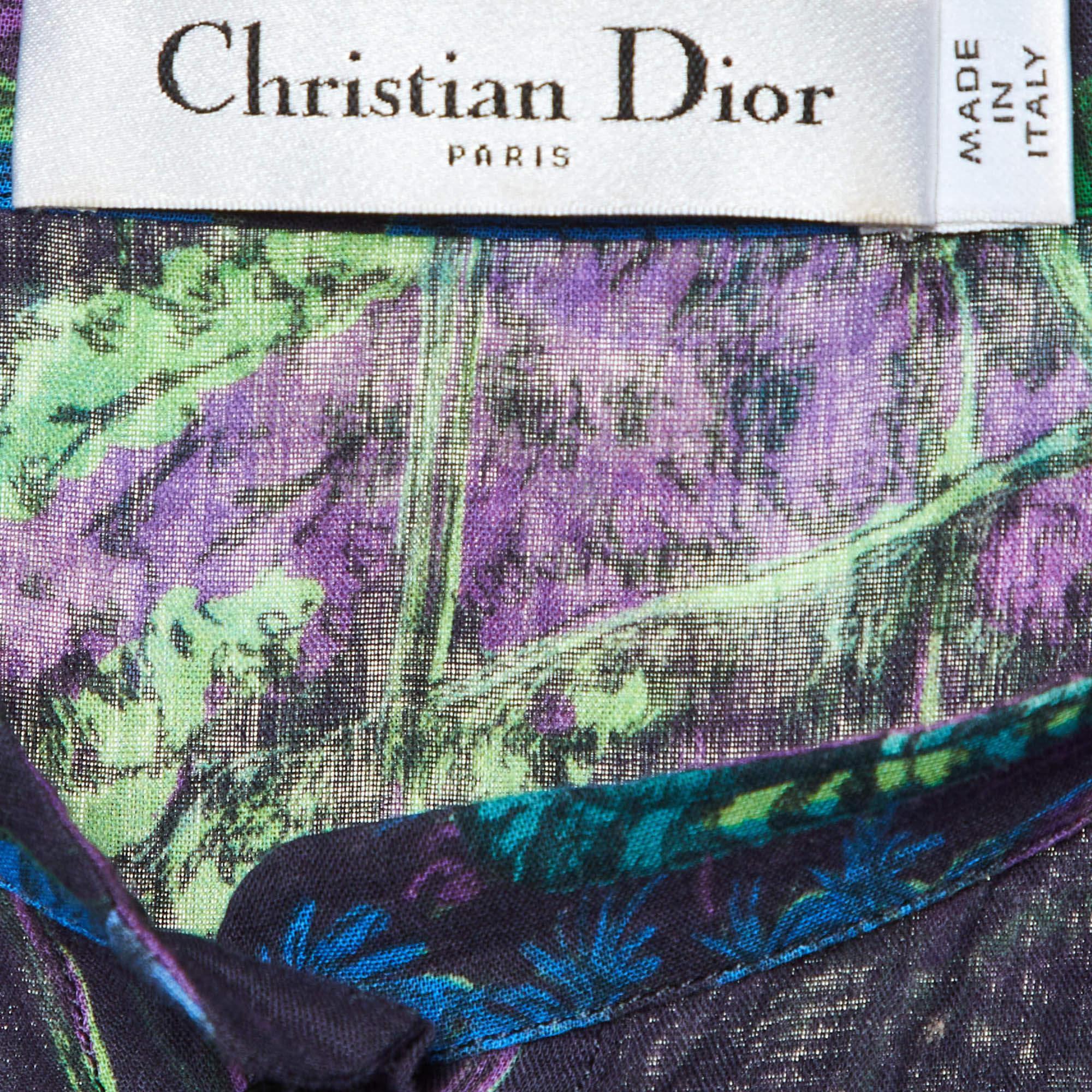 Dior Purple Toile de Jouy Voyage Cotton Long Sleeve Blouse L In Excellent Condition In Dubai, Al Qouz 2