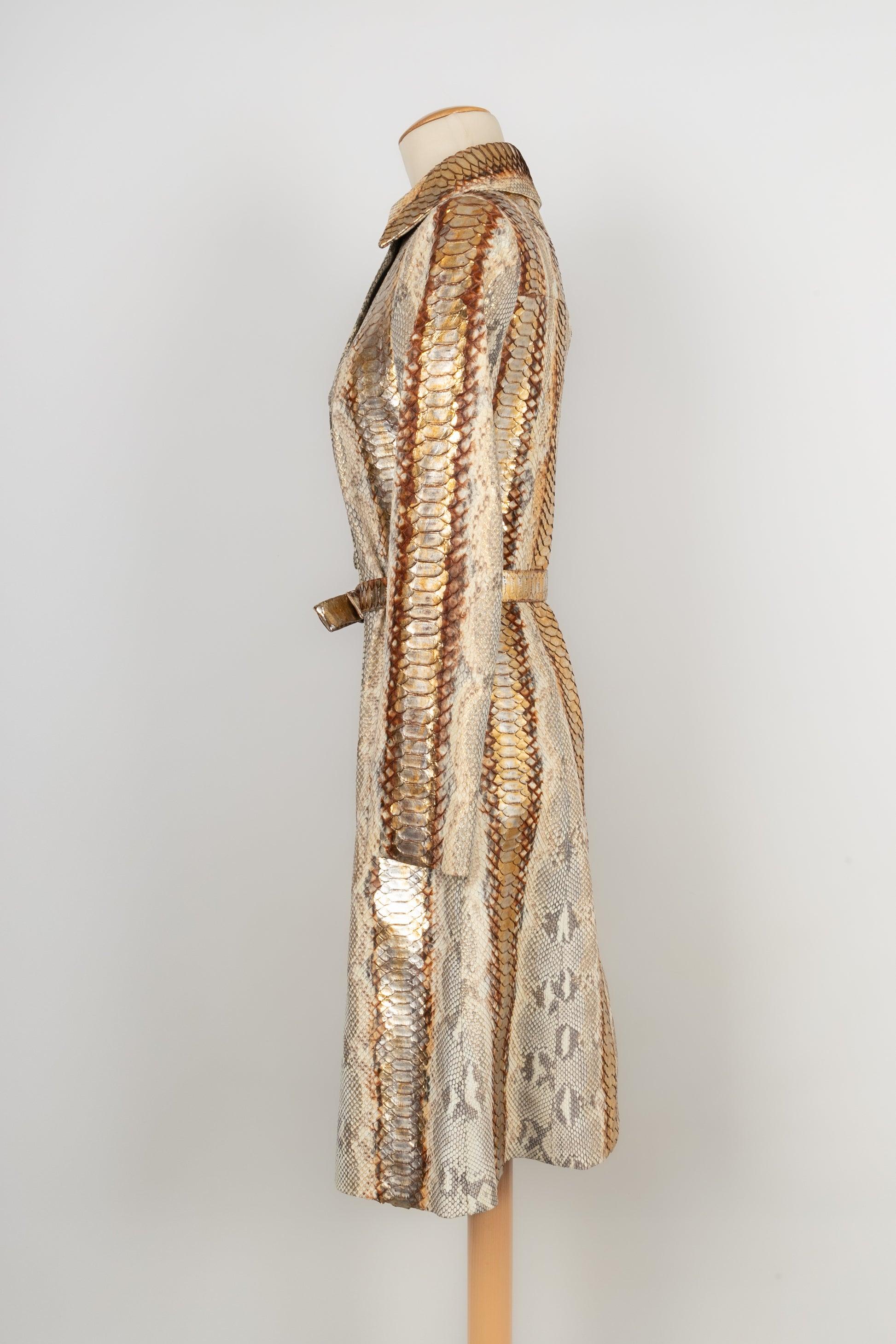 Dior Python Coat and Silk Lining, 2008 In Excellent Condition For Sale In SAINT-OUEN-SUR-SEINE, FR