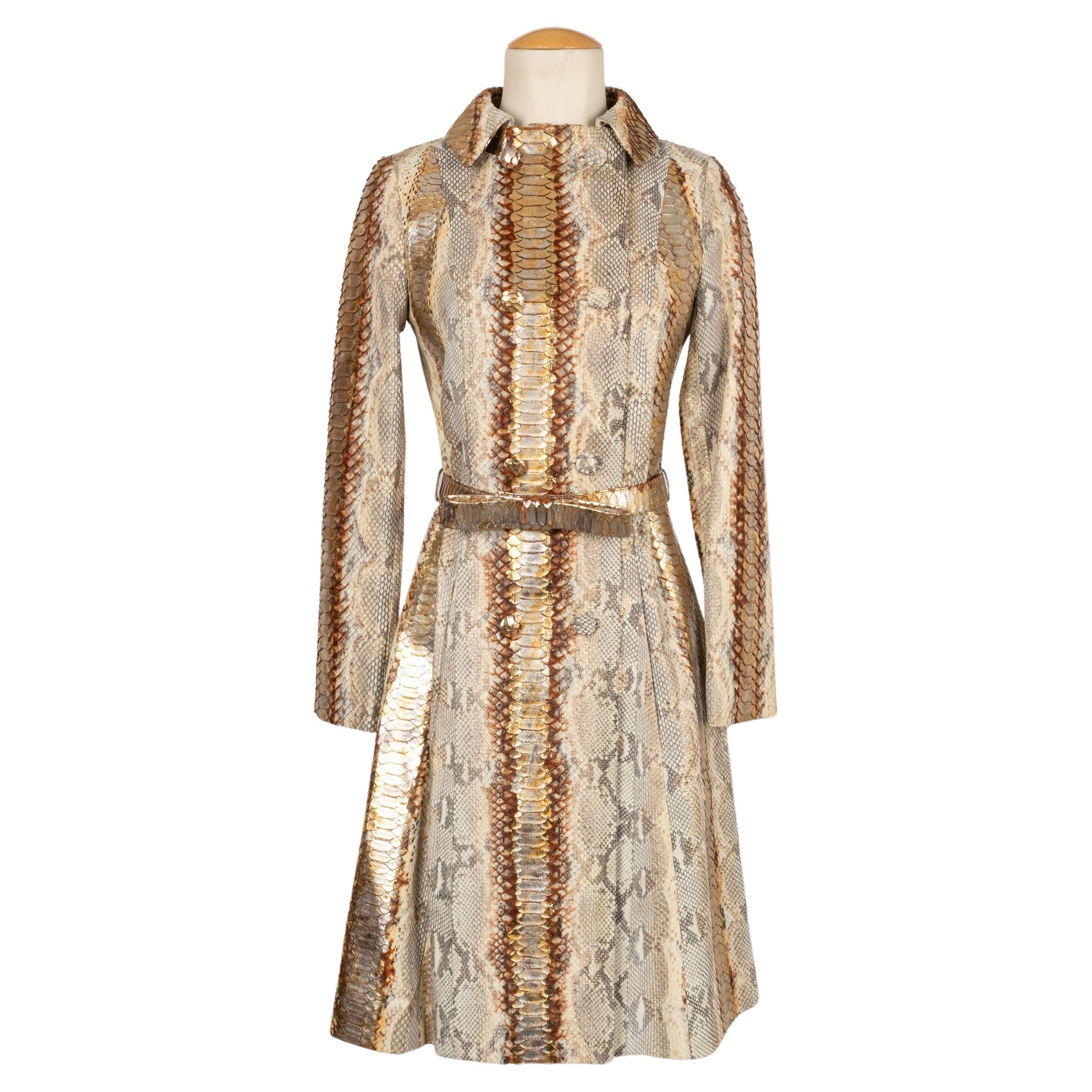 Dior Python Coat and Silk Lining, 2008 For Sale