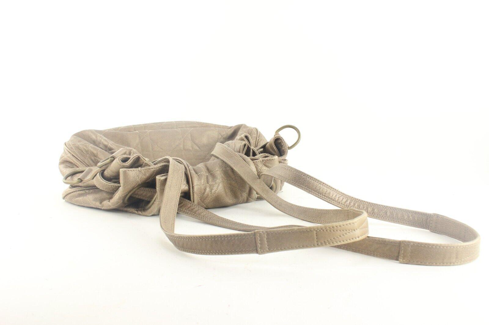 Dior Gesteppte Bronze-Leder Cannage-Schulterklappe Hobo Beige 2DD829K im Angebot 7