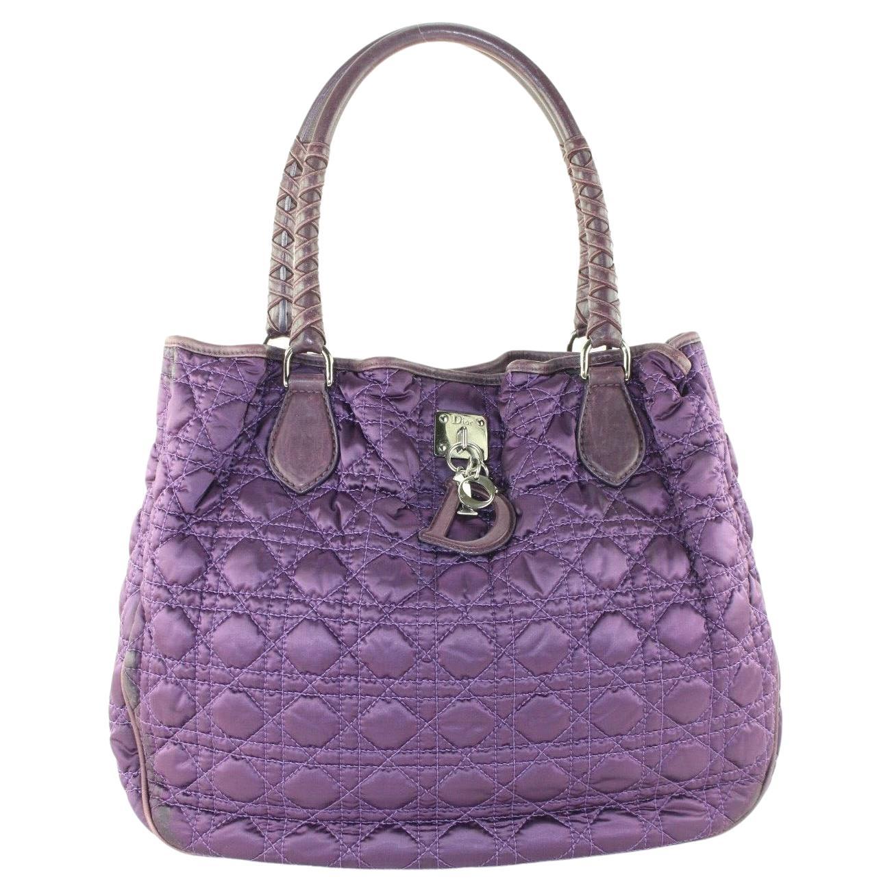 Dior Quilted Cannage Purple Charming Hobo Tote 1D627K