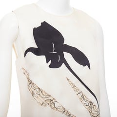 DIOR Raf Simons 2014 Runway 100% silk floral patch applique shift dress FR36 S